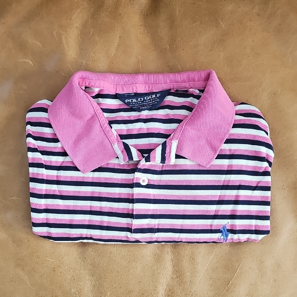 Polo by Ralph Lauren Pink and Navy Striped Shirt